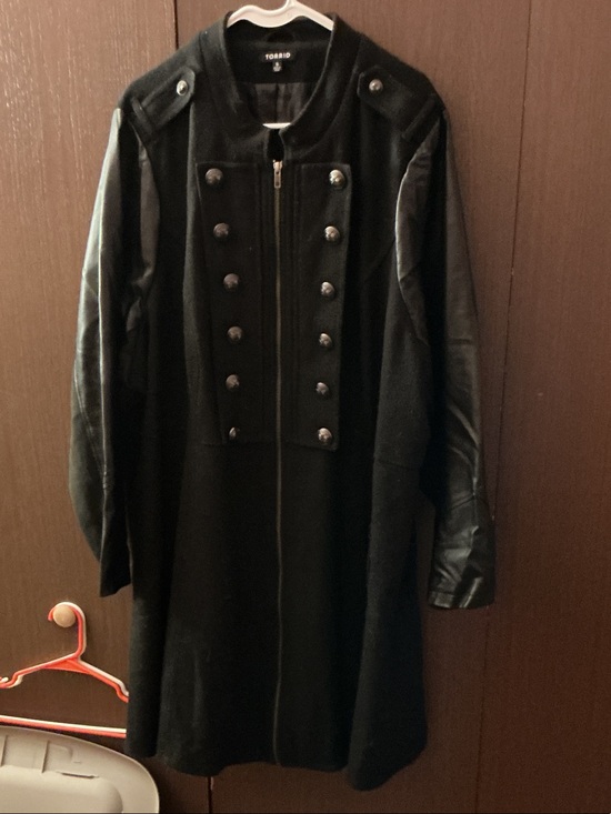 torrid Jackets & Blazers - torrid Black Military-Style Coat with Faux Leather Sleeves (size 5)